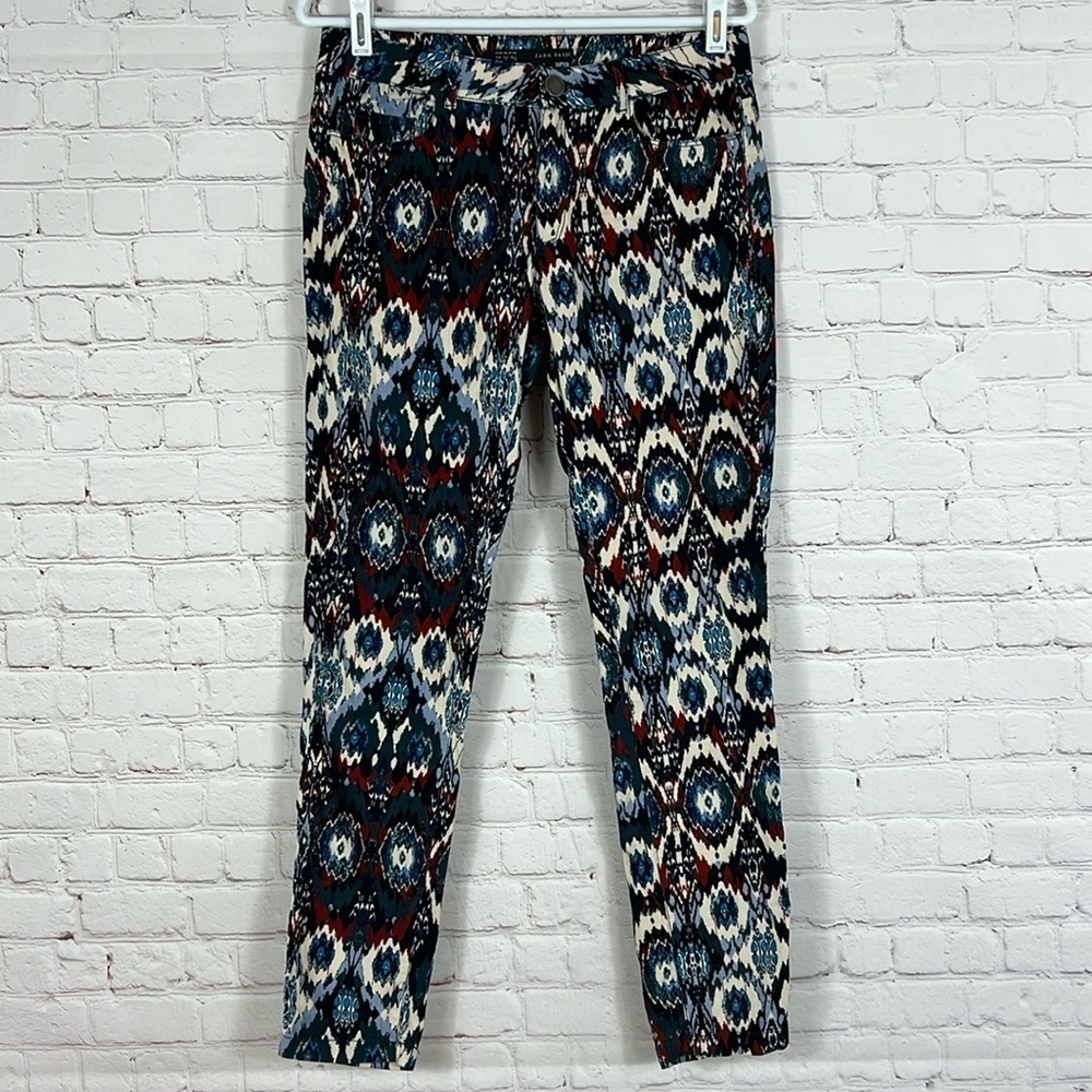Zara Basic Women's Pants Ikat Pattern Corduroy St… - image 1
